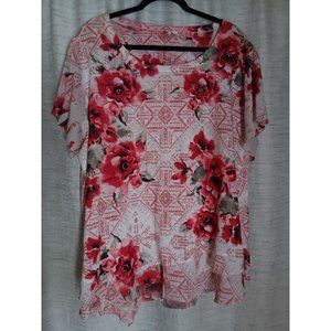 Cato Red Floral Women's Plus Top 26/28 NWOT